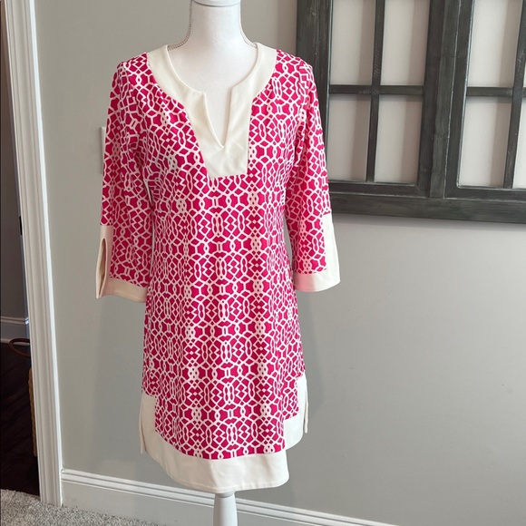 Jude Connally Holly Dress Pink white‎ geometric tunic dress M Medium - Picture 5 of 16